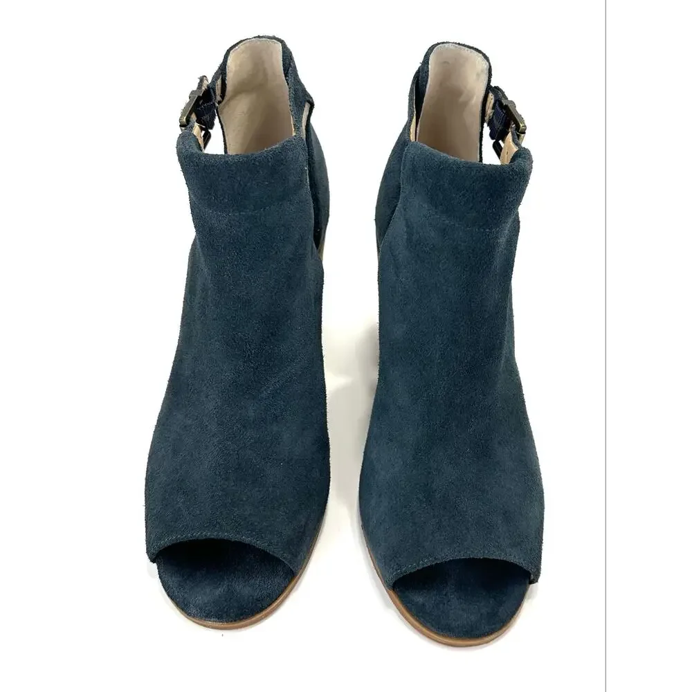 Sole Society Ferris Open Toe Bootie/Sandal Size 9/40M Blue/Gray Suede Adjustable